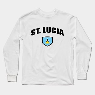 St Lucia National National Flag Shield Long Sleeve T-Shirt